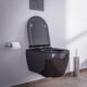 WC suspendu BERNSTEIN noir sans bride, abattant extra-plat
