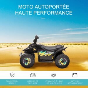 Quad électrique pour enfants HOMCOM 18-36 mois 6V Noir