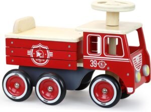 Porteur camion de pompier avec coffre - dès 18 mois