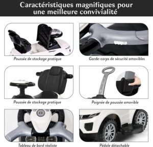 Poussoir coulissant 2 en 1 COIL blanc pour garçons et filles