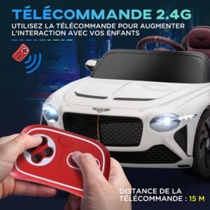 Voiture électrique enfant HOMCOM 3-5 ans 12V 2 moteurs blanc