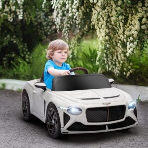 Voiture électrique enfant HOMCOM 3-5 ans 12V 2 moteurs blanc