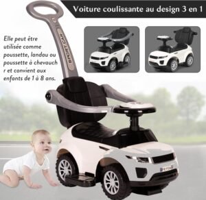 Poussoir coulissant 2 en 1 COIL blanc pour garçons et filles