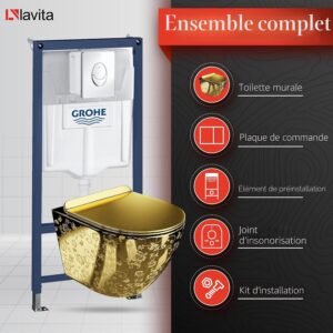 WC suspendu LAVITA Sofi Slim doré abattant SoftClose