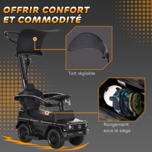 Porteur enfant HOMCOM voiture multi-équipée 12-36 mois noir