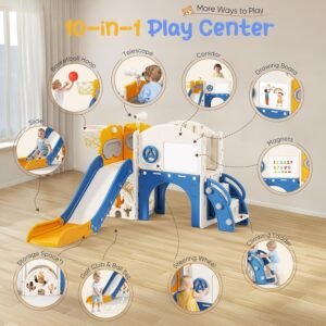 Toboggan pour enfants 170 cm autoportant 6-en-1 bleu