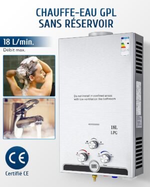 Chauffe-eau à gaz instantané CO-Z 18 L/min sans réservoir