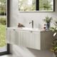 Meuble-lavabo mural 120 cm - vasque résine, tiroir blanc mat