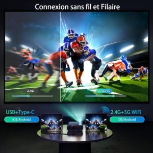 Vamvo projecteur portable WiFi 1080P 200'' extérieur