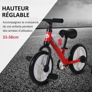 81jRxWKrl3L._AC_SL1500_.jpg Draisienne enfant 2 en 1 HOMCOM 12" roues acier 2-5 ans