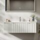 Meuble-lavabo mural 120 cm - vasque résine, tiroir blanc mat