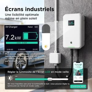 81kZP2SJFdL._AC_SL1500_.jpg Borne de recharge VE Morec Type 2 32A 7kW 6m Bluetooth/WiFi