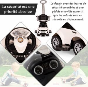 Poussoir coulissant 2 en 1 COIL blanc pour garçons et filles