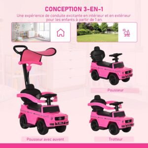 Porteur enfant HOMCOM multi-équipé 12-36 mois rose