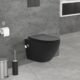 WC suspendu LuxeBath 49 cm sans rebord Noir Mat avec bidet