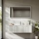 Meuble-lavabo mural 120 cm - vasque résine, tiroir blanc mat