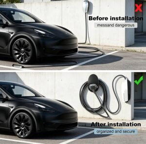 Support mural Type 2 pour chargeur EVSE IEC 62196-2 (Noir)