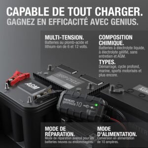Chargeur de batterie NOCO GENIUS10 10A 6/12V Plomb/Lithium