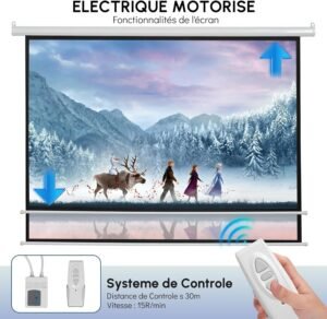 Écran de projection motorisé Fabulcozy 84 pouces 4:3 Blanc