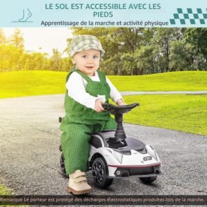 Voiture à pédales AIYAPLAY avec rangement Blanc/Noir