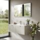 Meuble-lavabo mural 120 cm - vasque résine, tiroir blanc mat