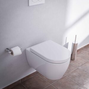 WC suspendu BERNSTEIN sans rebords blanc abattant standard