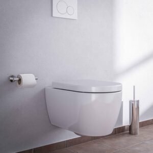WC suspendu BERNSTEIN sans rebords blanc abattant standard